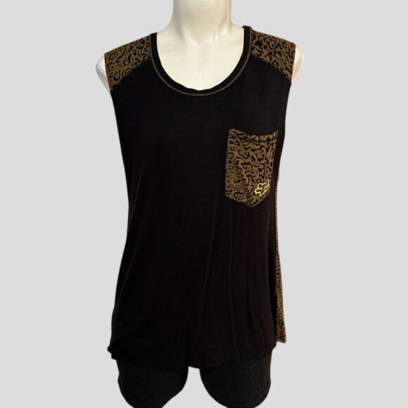 Fox Racing Women's Cheetah Print Sleeveless T-Shirt Size Small - Picture 1 of 10
